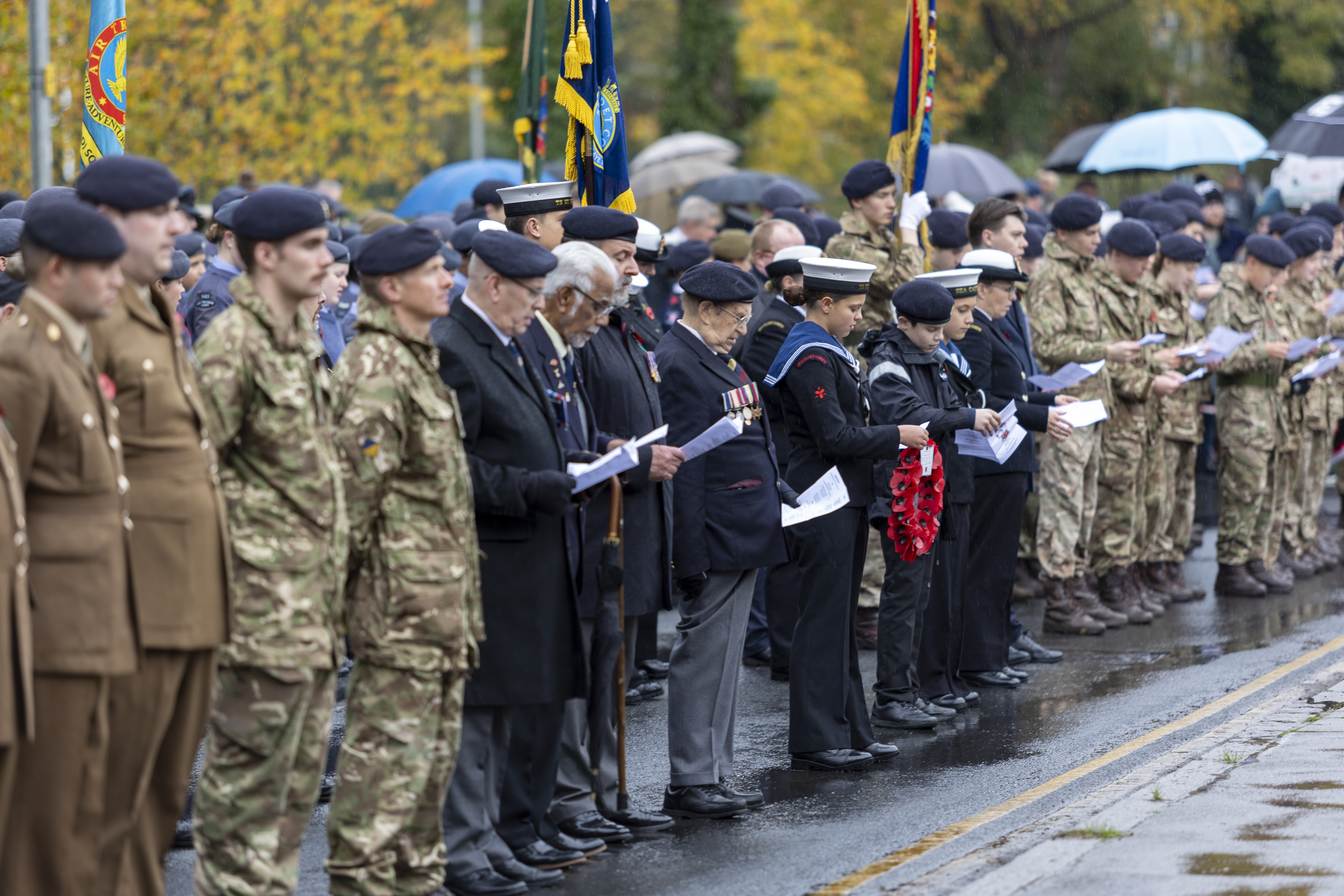 Members of the Armed Forces of past, present and future at the Brentwood Remembrance Day Parade