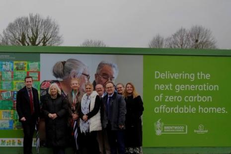Brookfield Close in Hutton visit - Caption (left to right): Cllr Dr Tim Barrett, Brentwood Council; Baroness Taylor of Stevenage, Parliamentary Under-Secretary of State at the Ministry of Housing, Communities & Local Government; Cllr Vicky Davies, Brentwood Council; Fiona Duhamel, Brentwood Council; Cllr Ben Rigby, Brentwood Council; Richard Gawthorpe, Norse Group; Emma Goodings and Lauren Stretch, Brentwood Council.